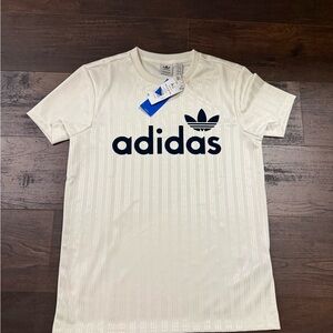 Adidas Women's Short Sleeve Tee in white with Navy Logo
